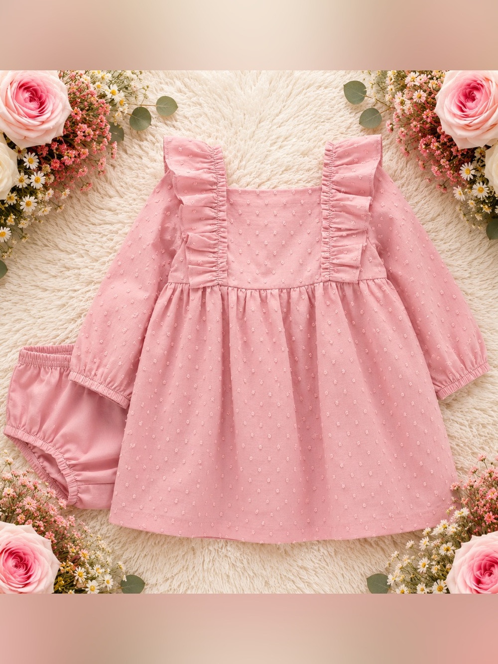 Carter's Soft Pink Ruffle Dress with Blooming Bloomer